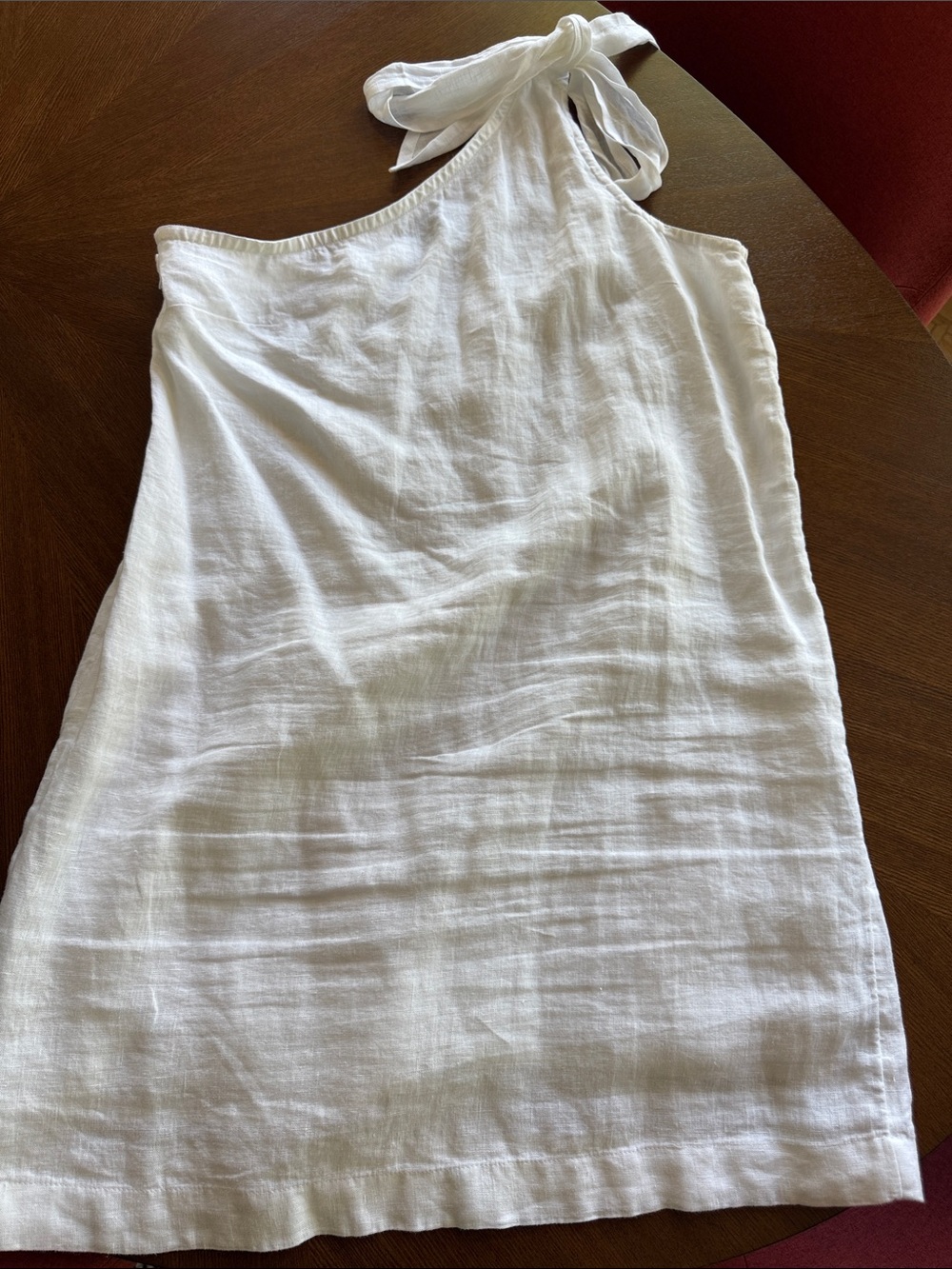 J. Crew White One-Shoulder with Bow Linen Dress
